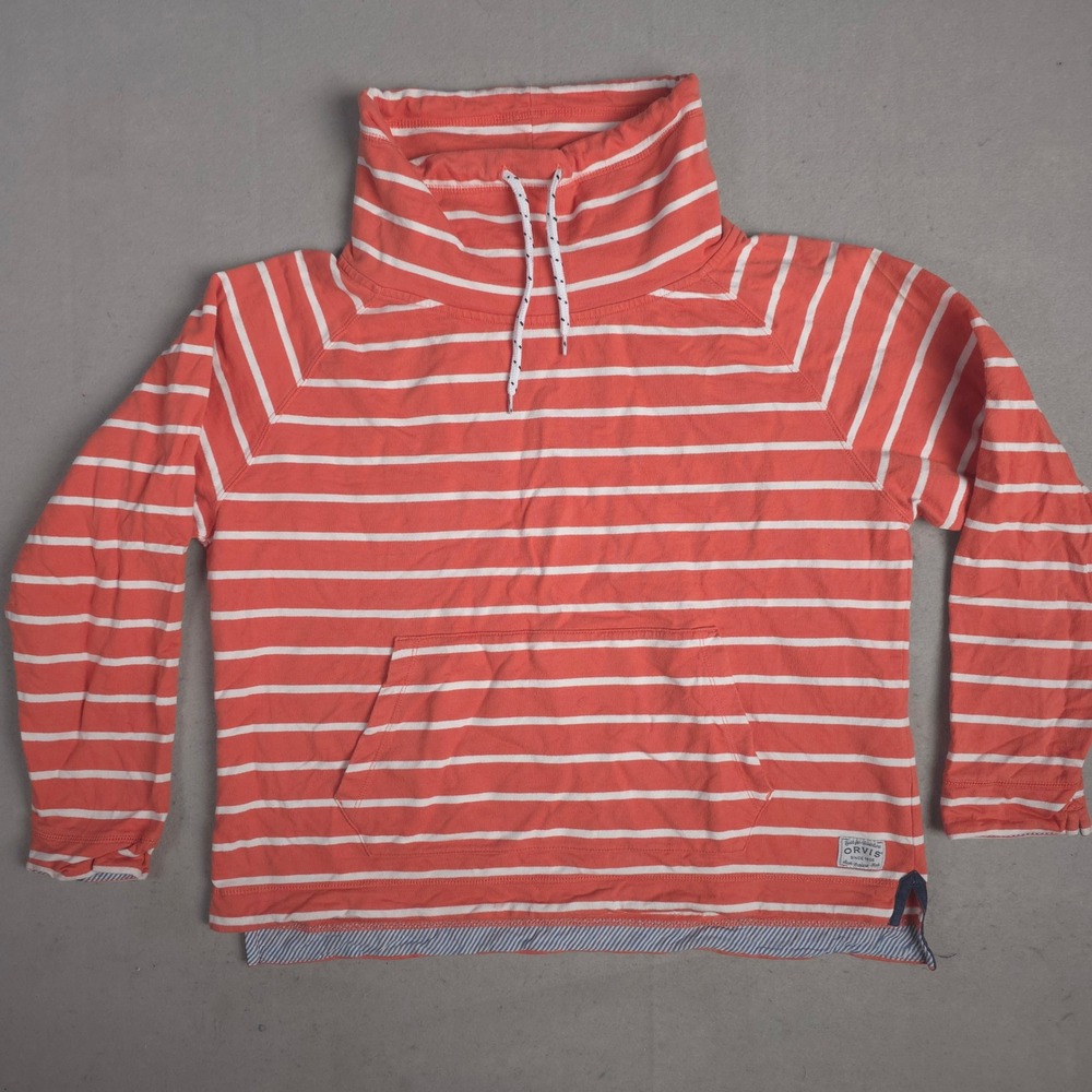 Orvis Kids Striped Funnel Neck Pullover Sweatshirt Top‎ Large